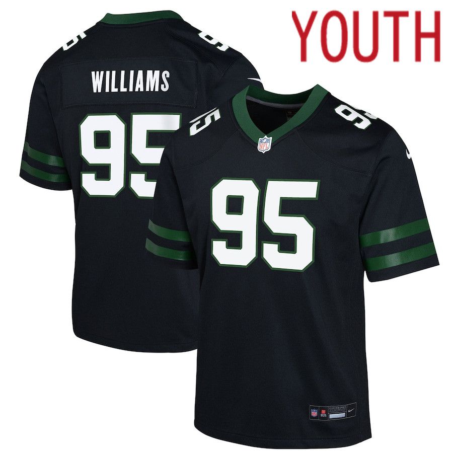 Youth New York Jets 95 Quinnen Williams Nike Legacy Black Alternate Game NFL Jersey